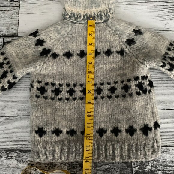 Vintage Cowichan Sweater Hand knit Wool Kids 2T Full Zip Hooded Cardigan Jacket - Picture 10 of 11